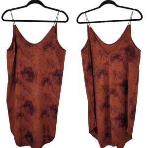 Hurley Rust Red Strappy Coastal Cami Dress Sz M Slip Dress Tie-Dye Athleisure